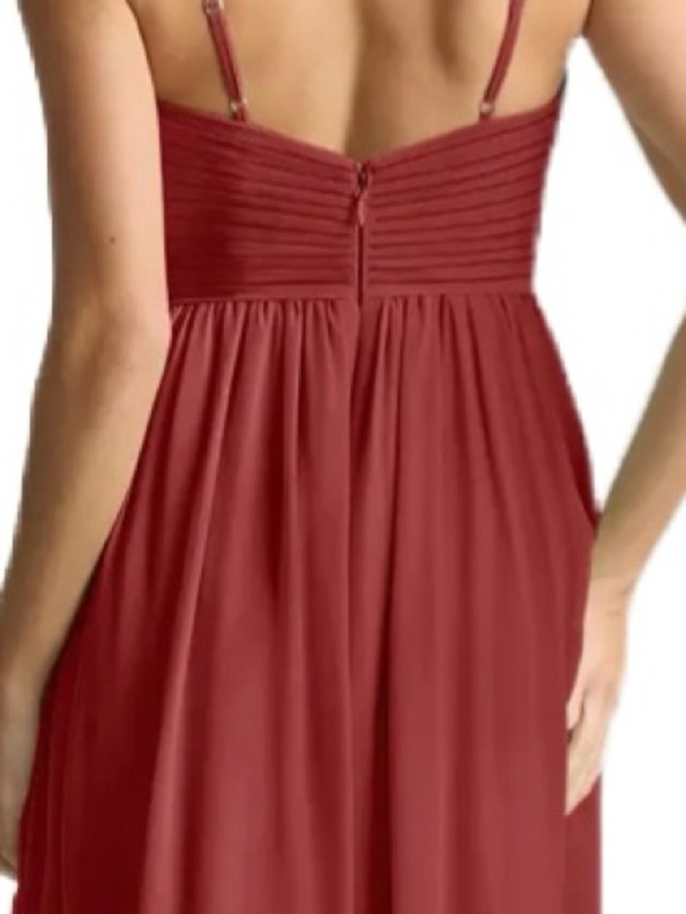 Azazie Pomegranate Red Spaghetti-Strap Maxi Dress with High Slit Size 10 - Picture 6 of 8
